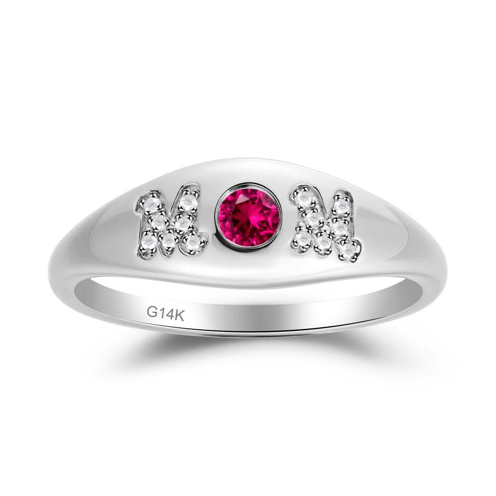 Round Ruby Mother's Ring - LUO Jewelry #metal_14k white gold
