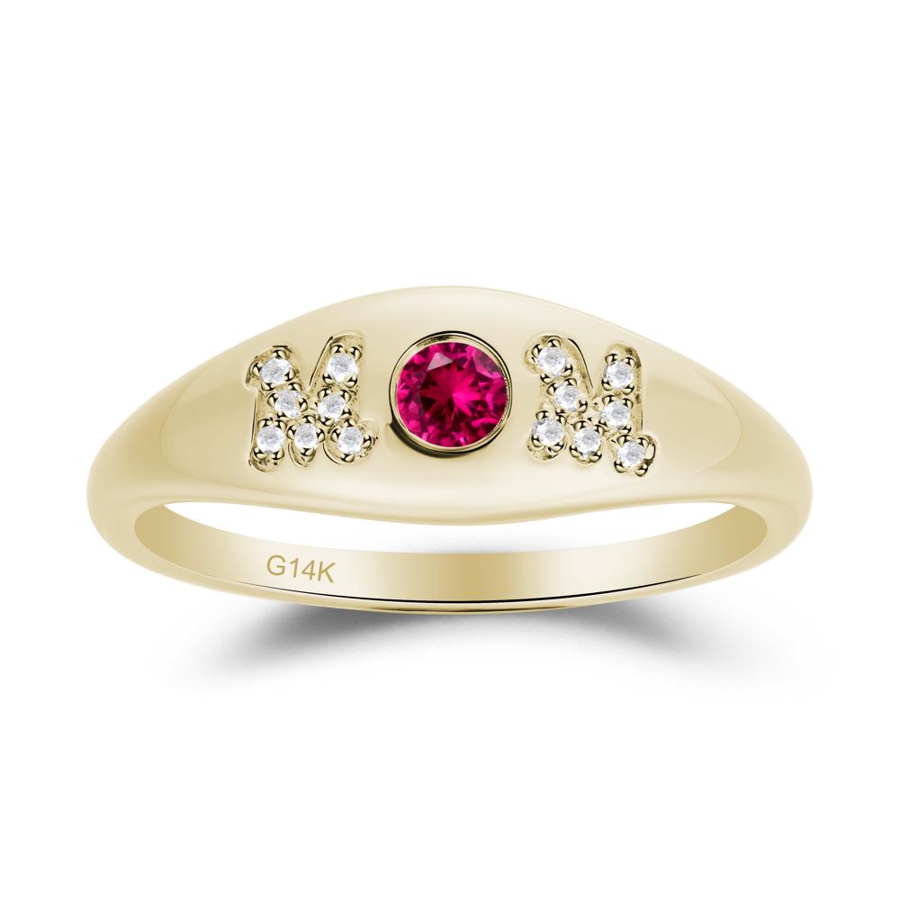 Round Ruby Mother's Ring - LUO Jewelry #metal_14k yellow gold