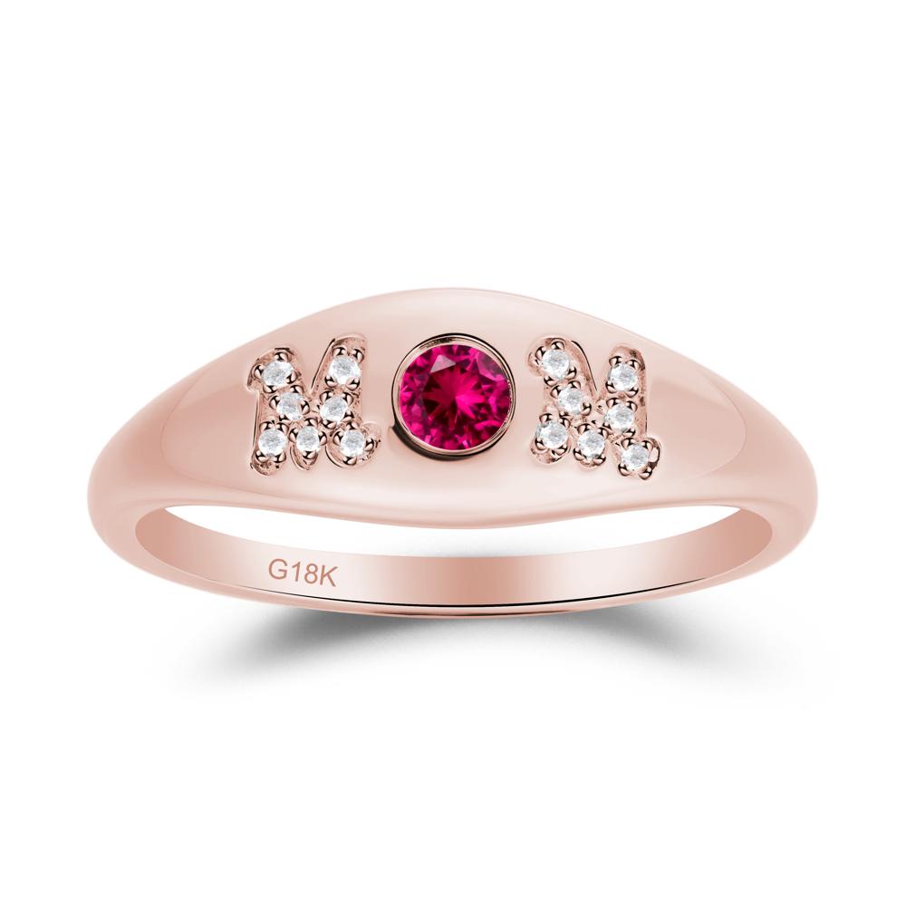 Round Ruby Mother's Ring - LUO Jewelry #metal_18k rose gold