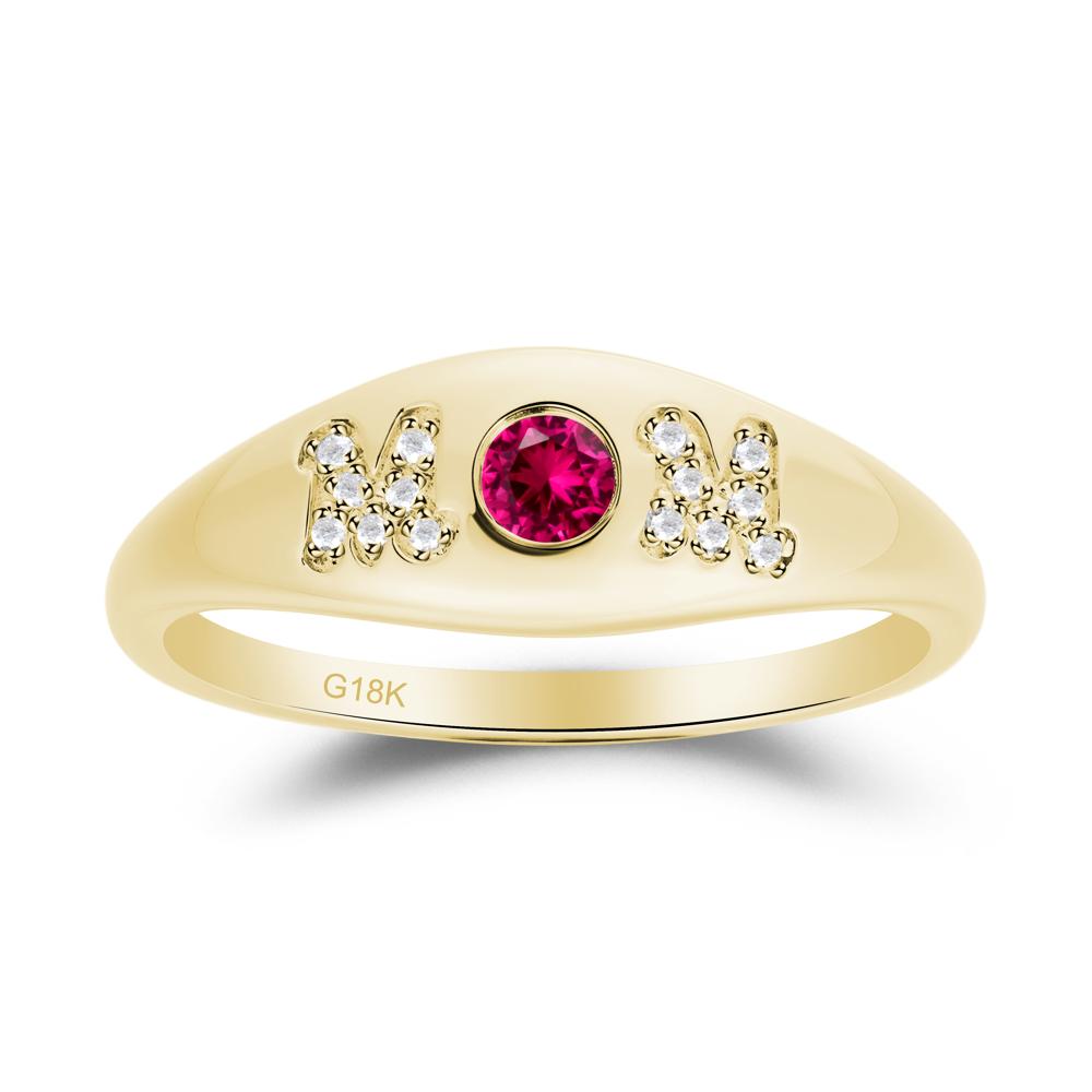Round Ruby Mother's Ring - LUO Jewelry #metal_18k yellow gold