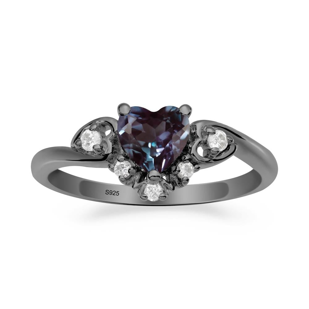 Heart-Shaped Alexandrite Promise Ring - LUO Jewelry #metal_black finish sterling silver