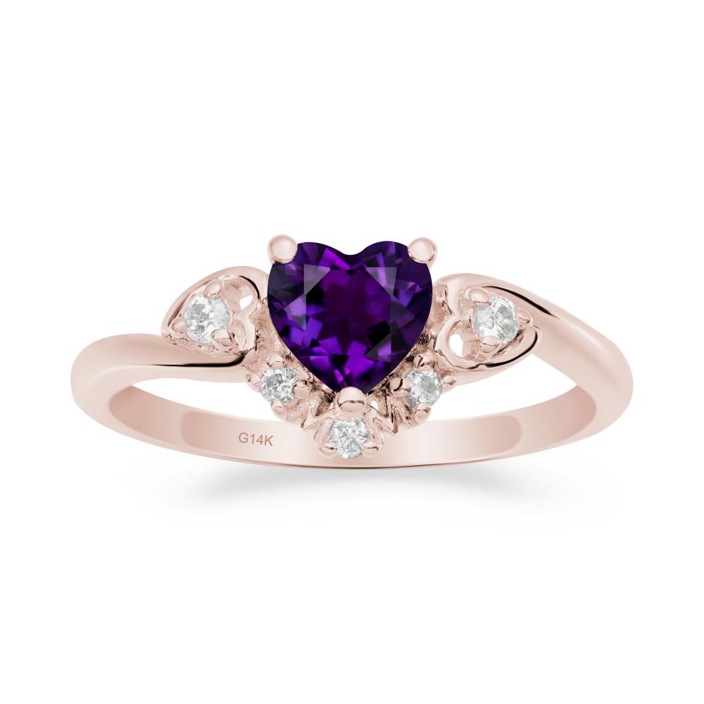 Heart-Shaped Amethyst Promise Ring - LUO Jewelry #metal_14k rose gold