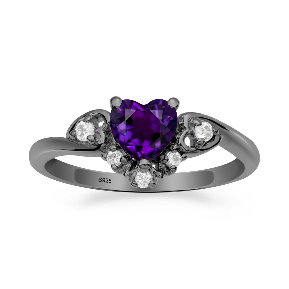 Heart-Shaped Amethyst Promise Ring - LUO Jewelry #metal_black finish sterling silver
