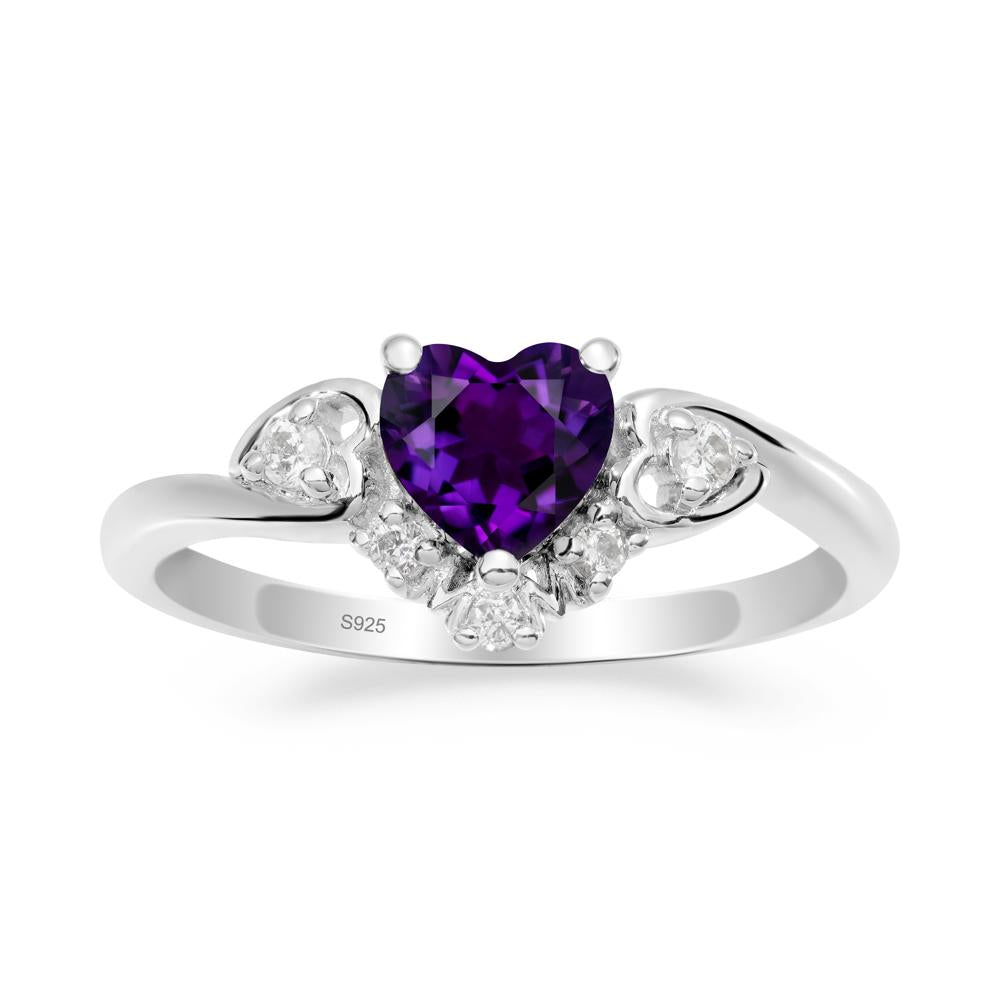 Heart-Shaped Amethyst Promise Ring - LUO Jewelry #metal_sterling silver
