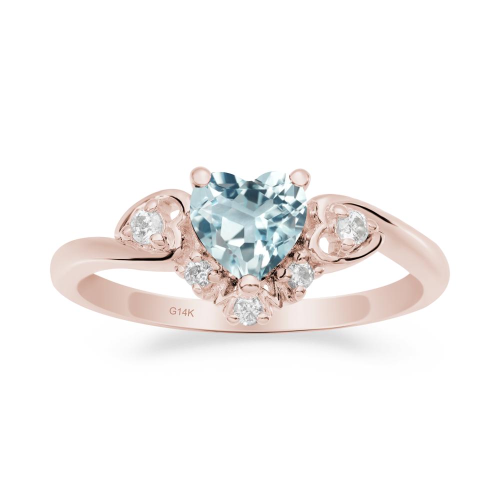 Heart-Shaped Aquamarine Mom Ring - LUO Jewelry #metal_14k rose gold