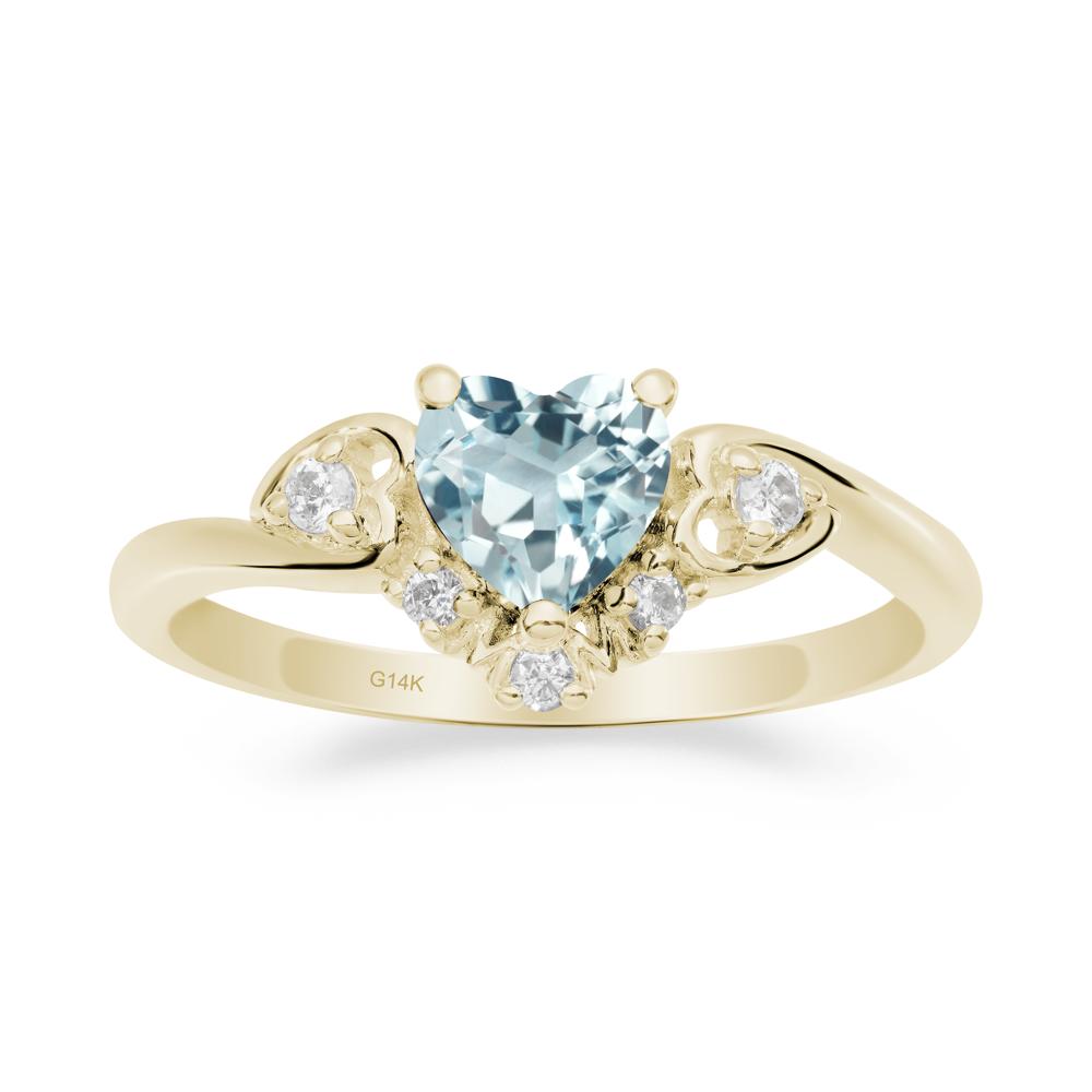 Heart-Shaped Aquamarine Mom Ring - LUO Jewelry #metal_14k yellow gold