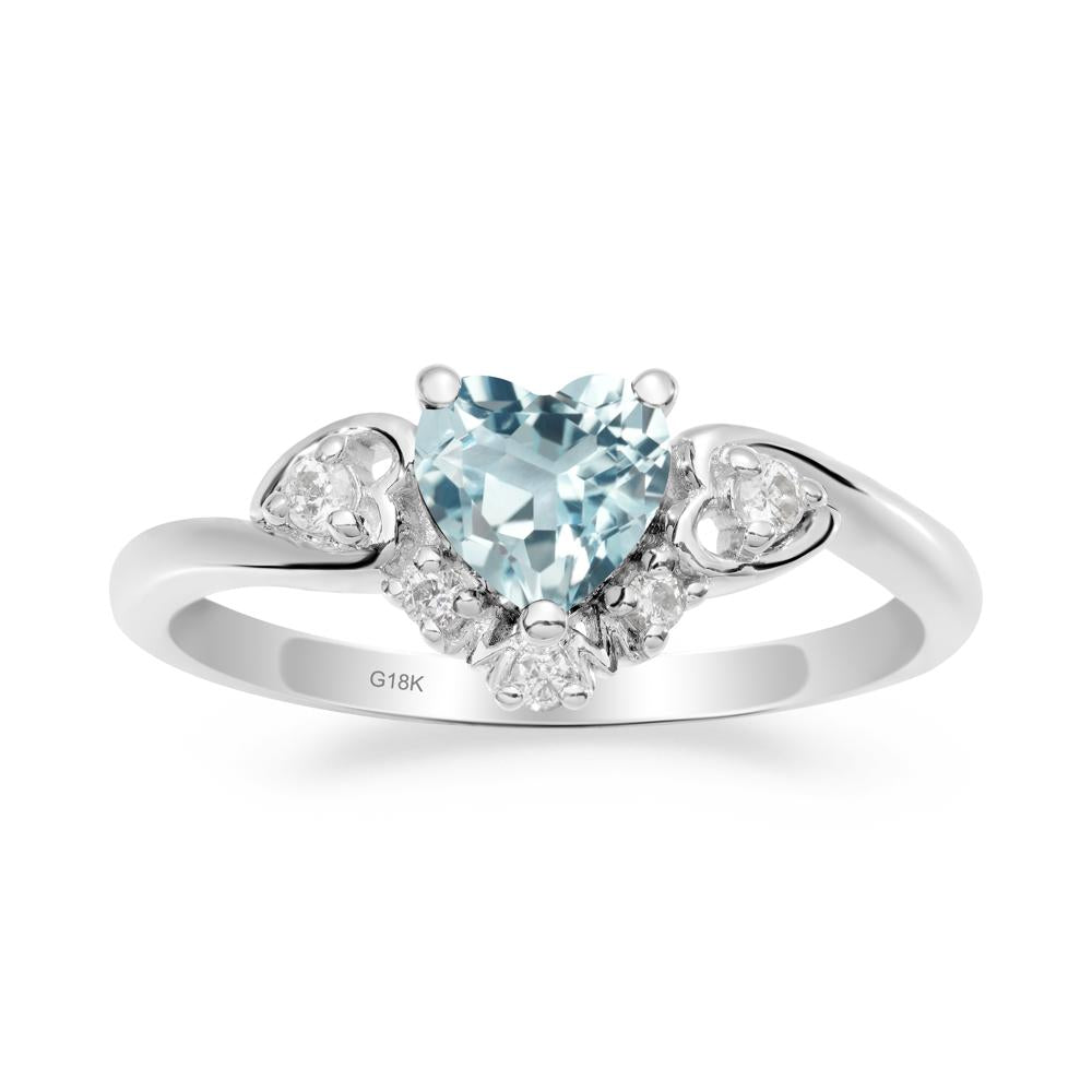Heart-Shaped Aquamarine Mom Ring - LUO Jewelry #metal_18k white gold