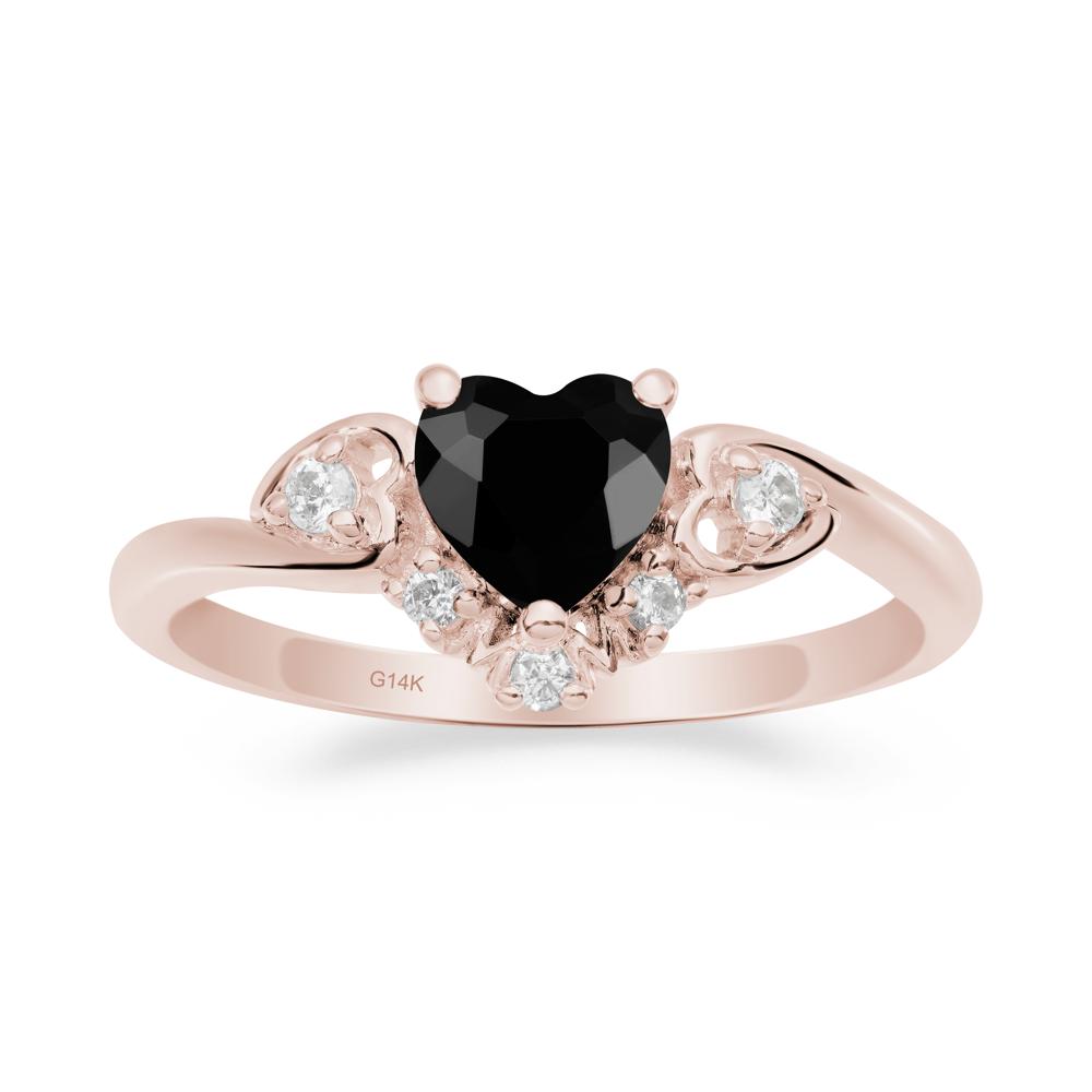 Heart-Shaped Black Spinel Promise Ring - LUO Jewelry #metal_14k rose gold
