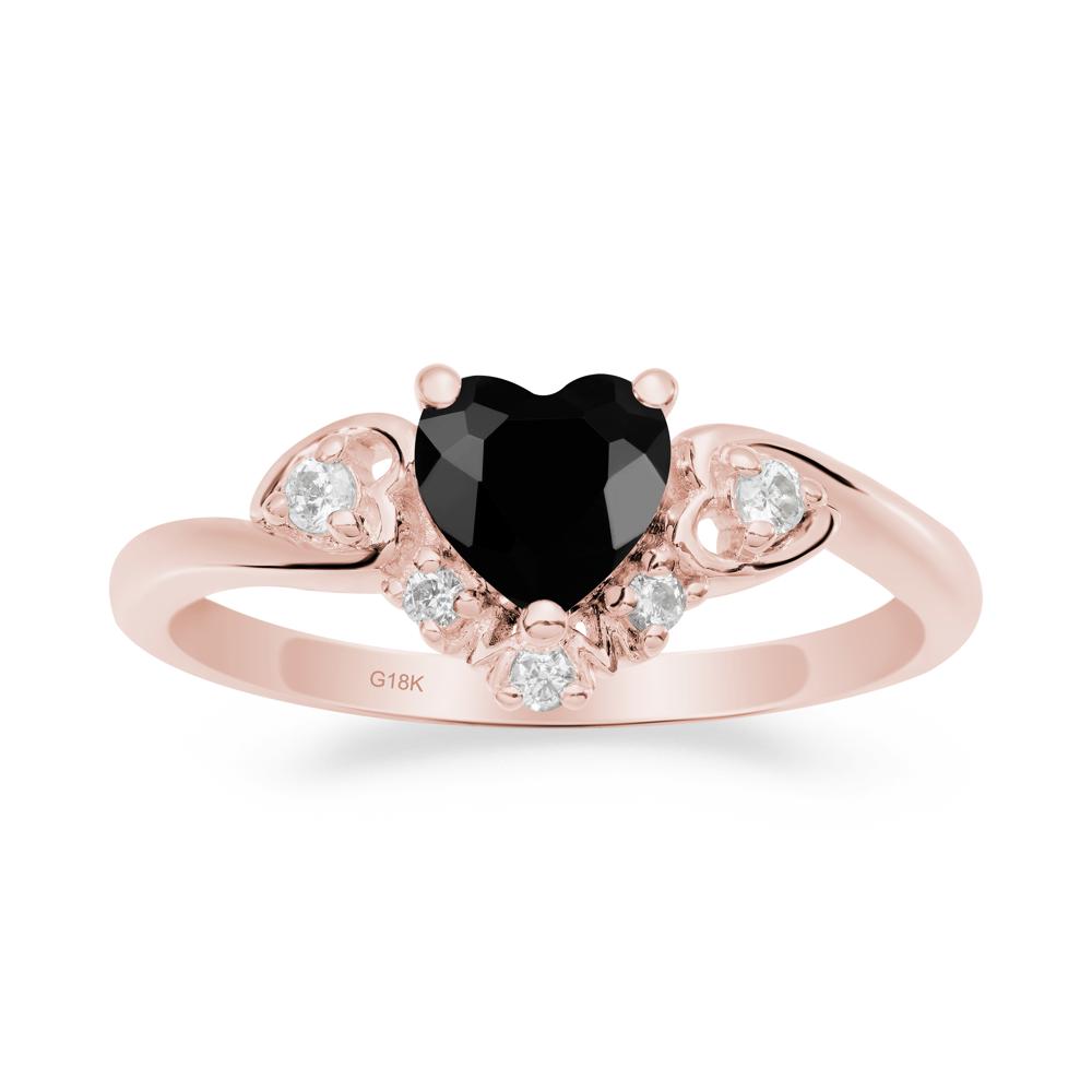 Heart-Shaped Black Spinel Promise Ring - LUO Jewelry #metal_18k rose gold