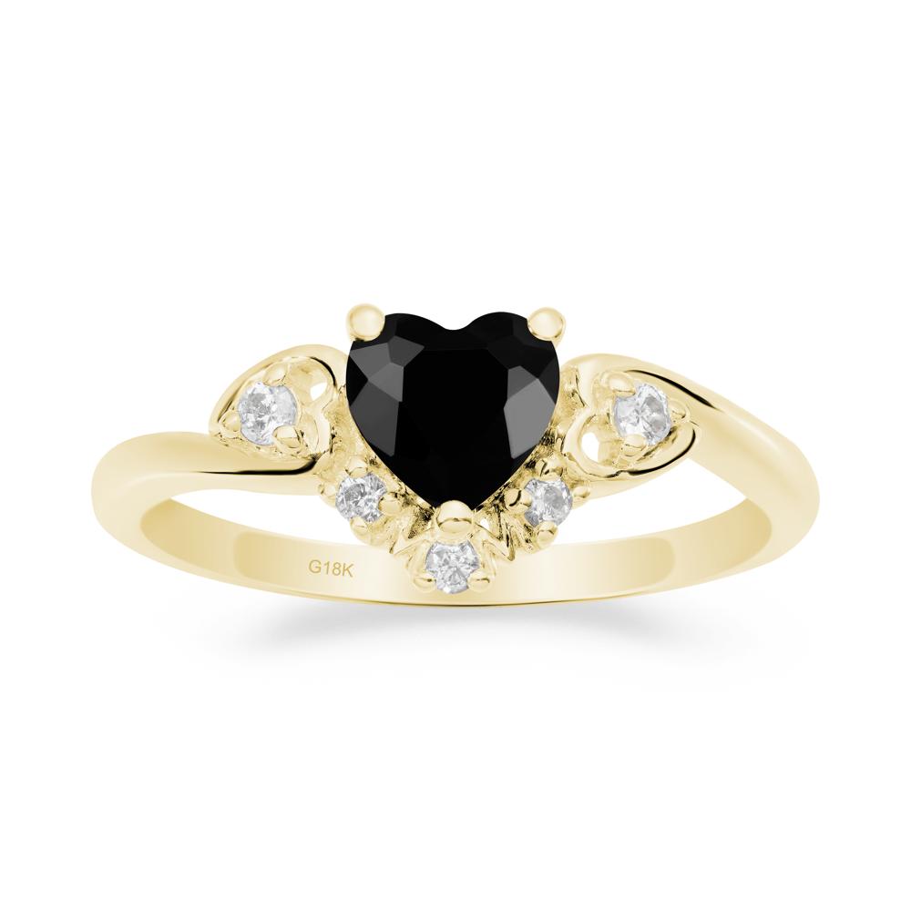 Heart-Shaped Black Spinel Promise Ring - LUO Jewelry #metal_18k yellow gold