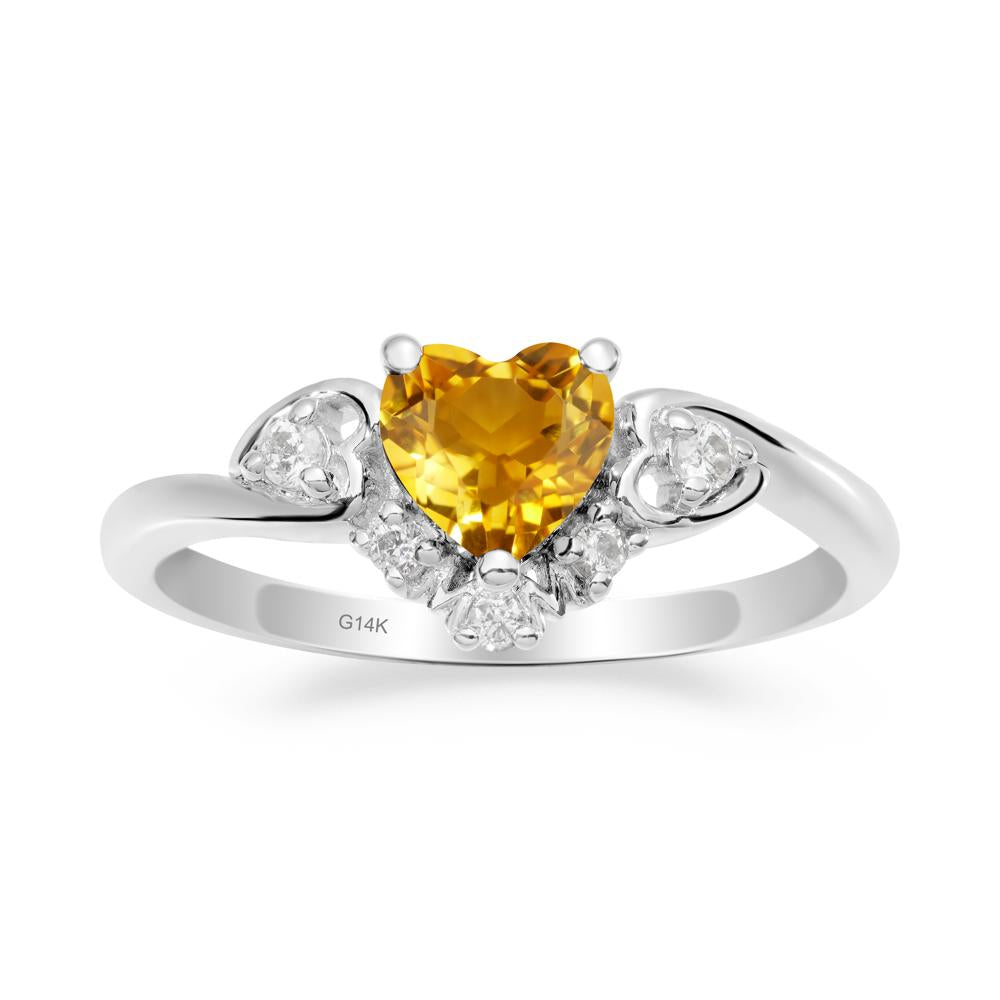 Heart Shaped Citrine Ring for Mom - LUO Jewelry #metal_14k white gold