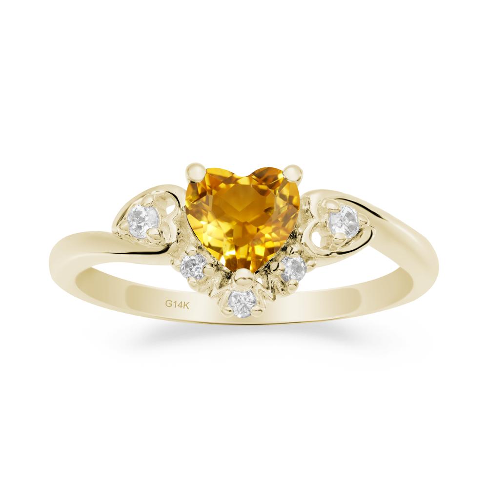 Heart Shaped Citrine Ring for Mom - LUO Jewelry #metal_14k yellow gold