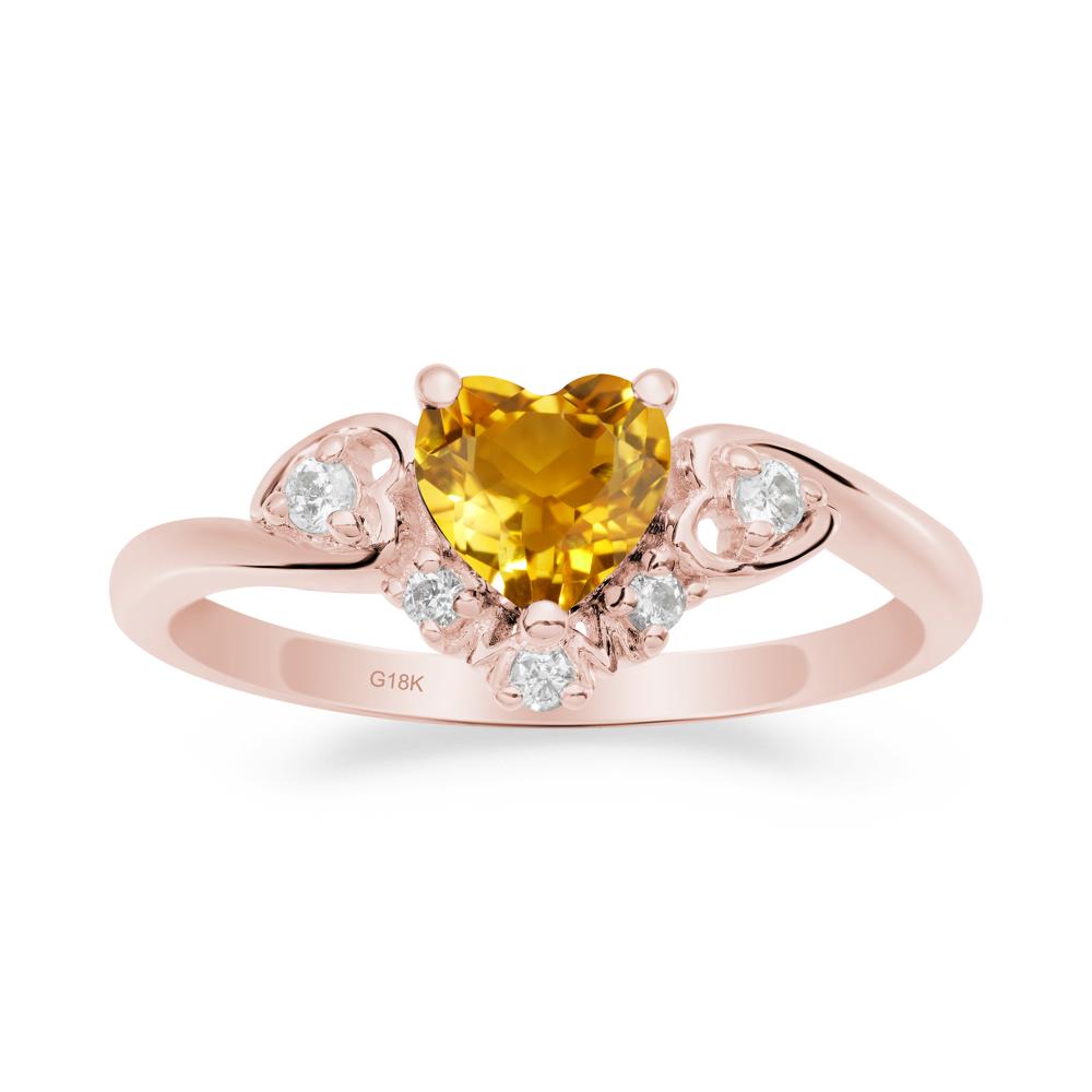 Heart Shaped Citrine Ring for Mom - LUO Jewelry #metal_18k rose gold