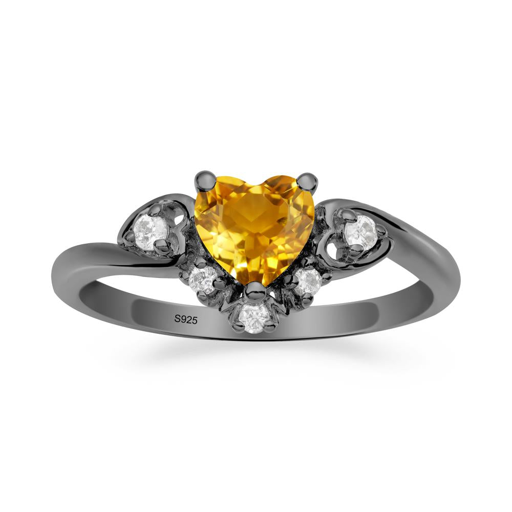 Heart Shaped Citrine Ring for Mom - LUO Jewelry #metal_black finish sterling silver
