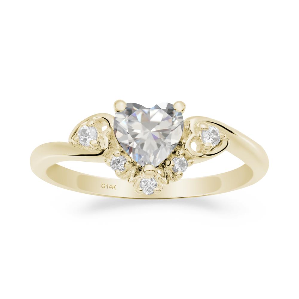 Heart-Shaped Cubic Zirconia Mom Ring - LUO Jewelry #metal_14k yellow gold