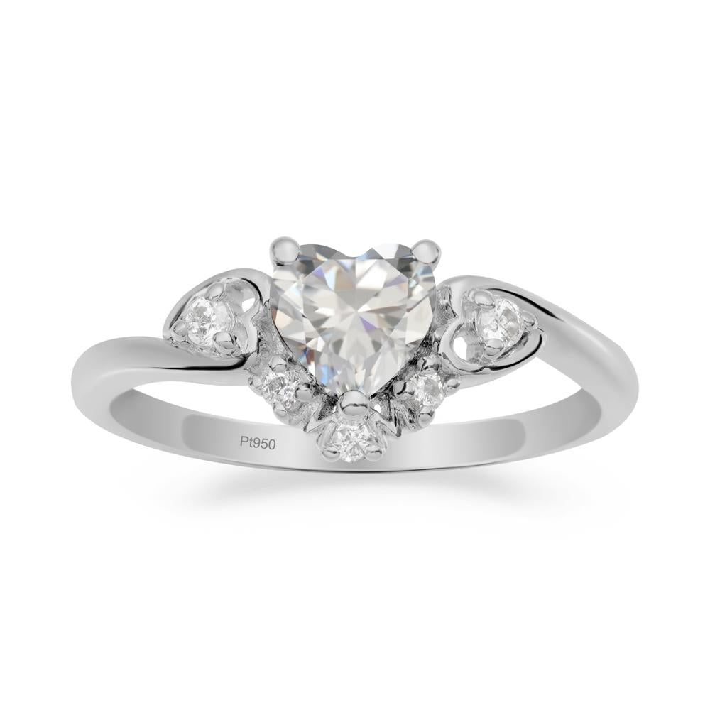 Heart-Shaped Cubic Zirconia Mom Ring - LUO Jewelry #metal_platinum