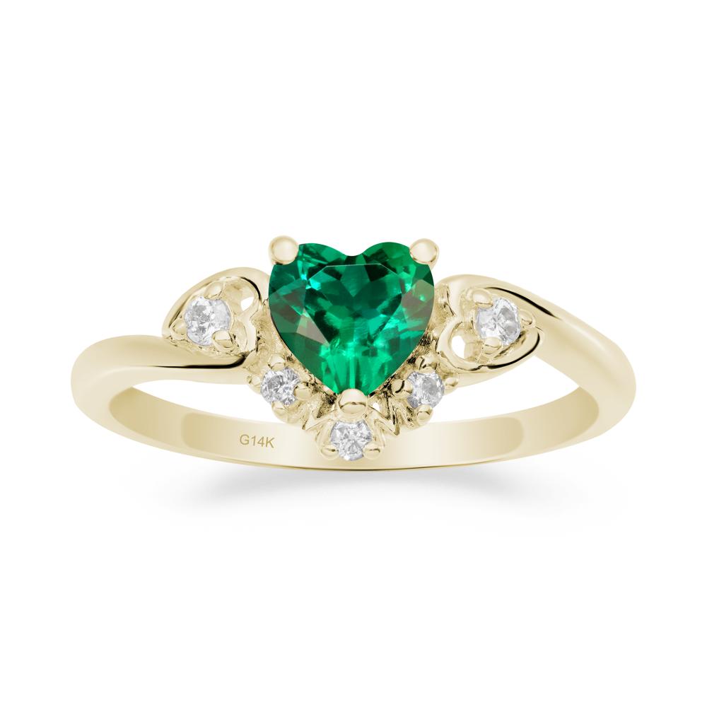 Heart-Shaped Emerald Mom Ring - LUO Jewelry #metal_14k yellow gold