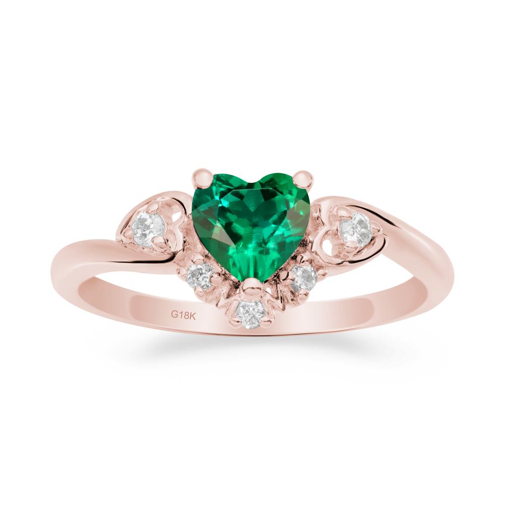 Heart-Shaped Emerald Mom Ring - LUO Jewelry #metal_18k rose gold