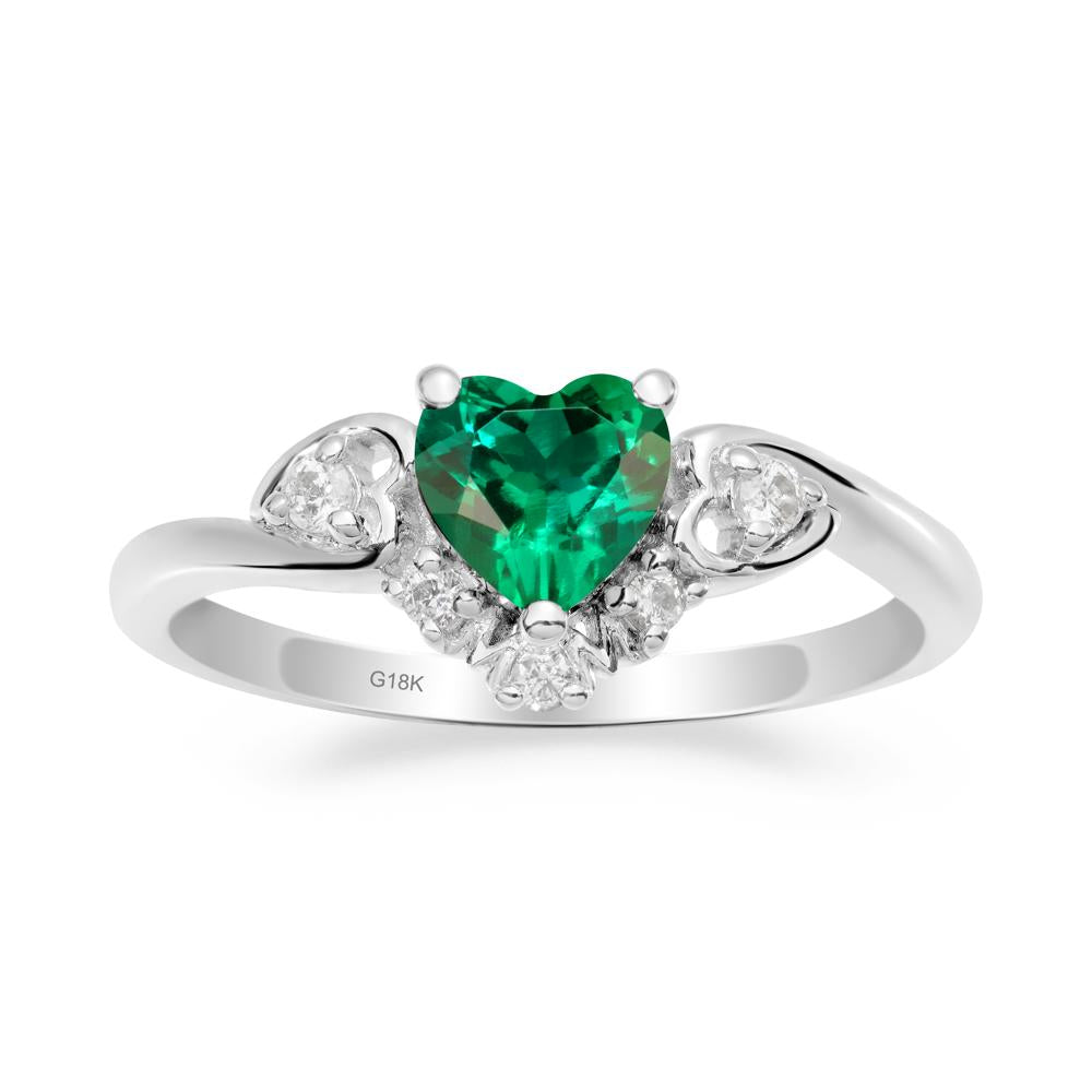 Heart-Shaped Emerald Mom Ring - LUO Jewelry #metal_18k white gold