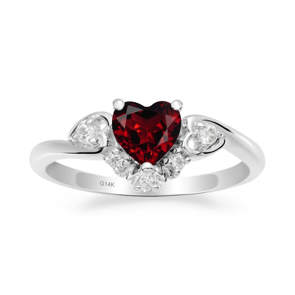 Heart-Shaped Garnet Mom Ring - LUO Jewelry #metal_14k white gold