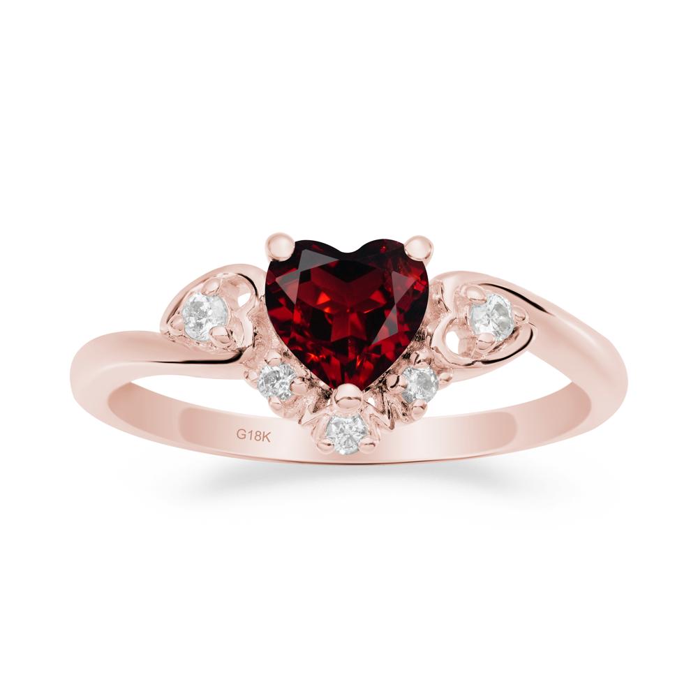 Heart-Shaped Garnet Mom Ring - LUO Jewelry #metal_18k rose gold