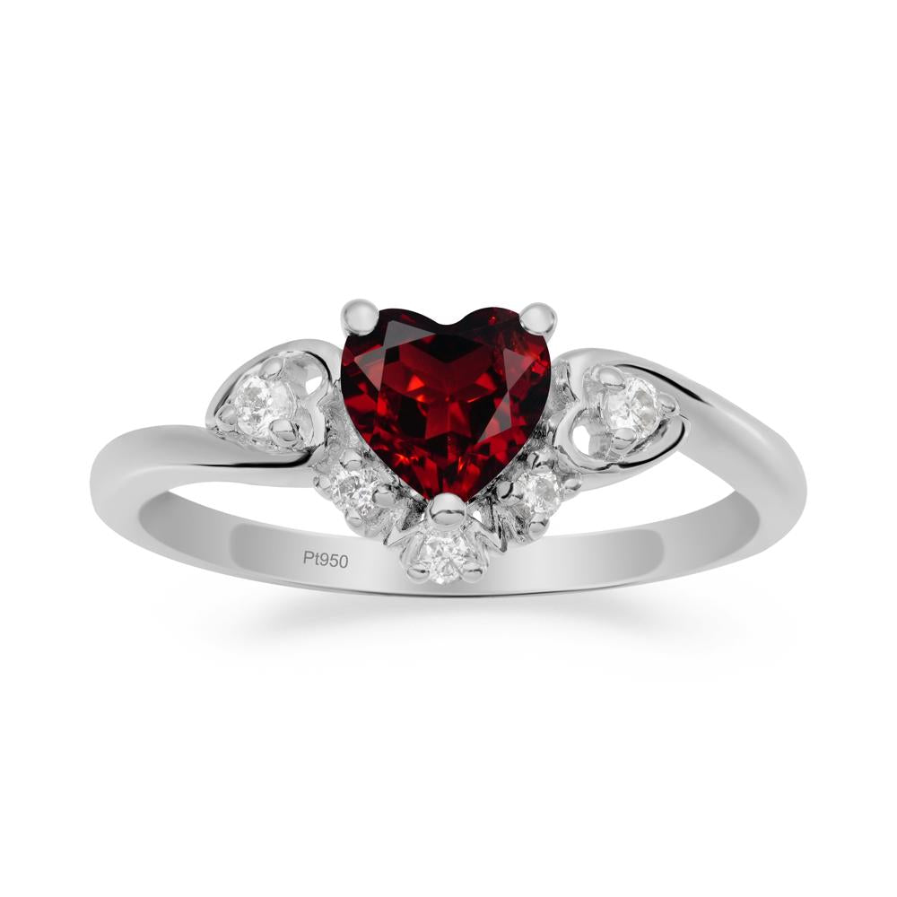 Heart-Shaped Garnet Mom Ring - LUO Jewelry #metal_platinum