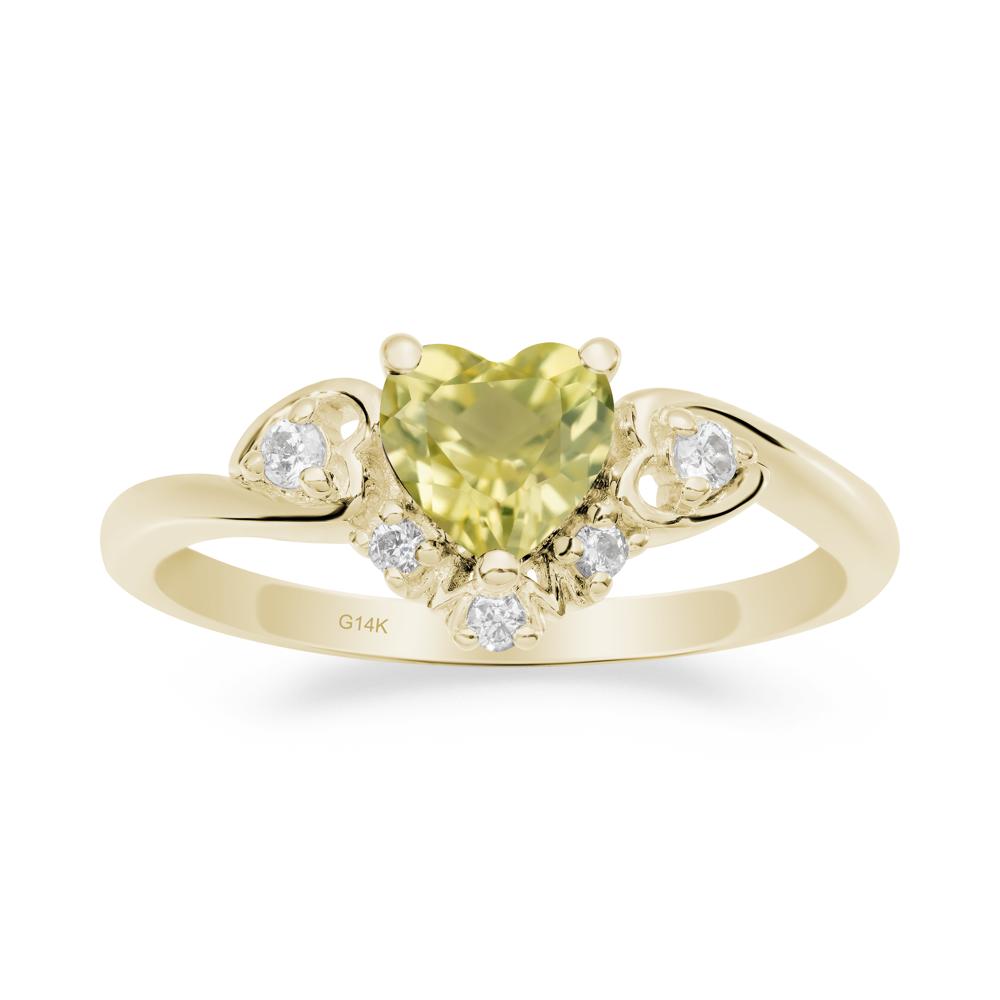 Heart Shaped Lemon Quartz Ring for Mom - LUO Jewelry #metal_14k yellow gold