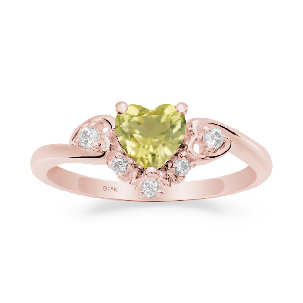 Heart Shaped Lemon Quartz Ring for Mom - LUO Jewelry #metal_18k rose gold
