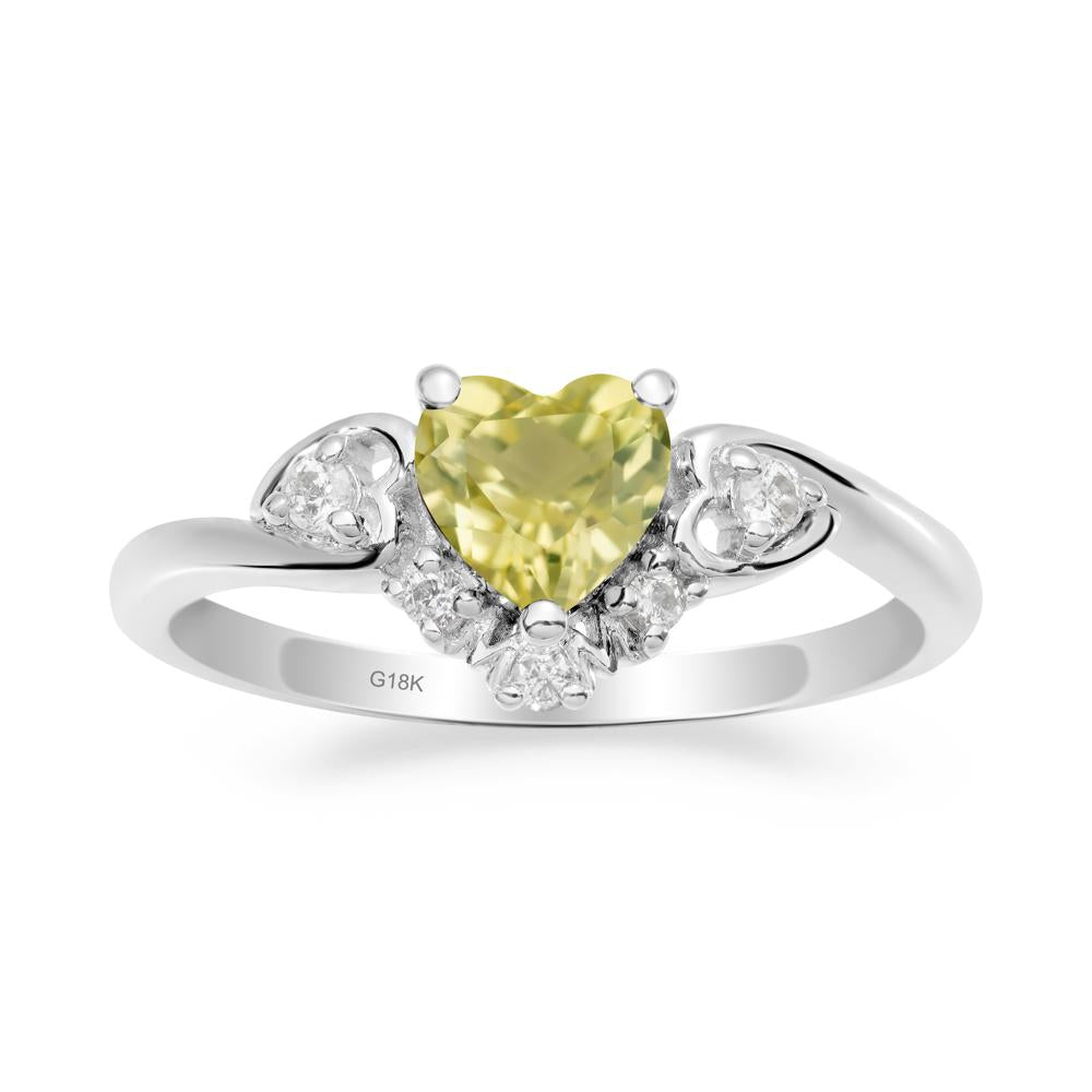 Heart Shaped Lemon Quartz Ring for Mom - LUO Jewelry #metal_18k white gold