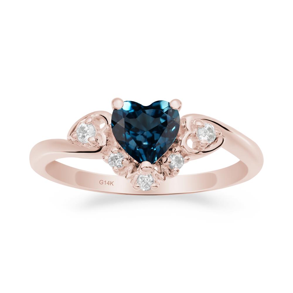 Heart-Shaped London Blue Topaz Mom Ring - LUO Jewelry #metal_14k rose gold