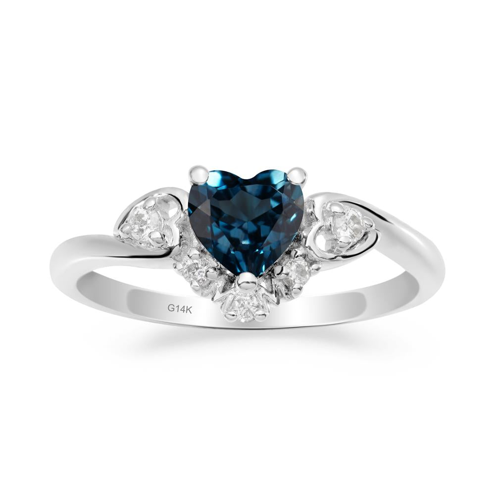 Heart-Shaped London Blue Topaz Mom Ring - LUO Jewelry #metal_14k white gold