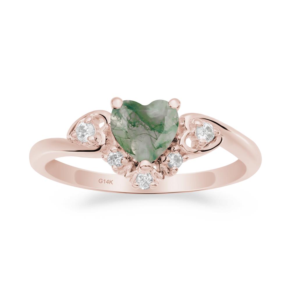 Heart Shaped Moss Agate Ring for Mom - LUO Jewelry #metal_14k rose gold