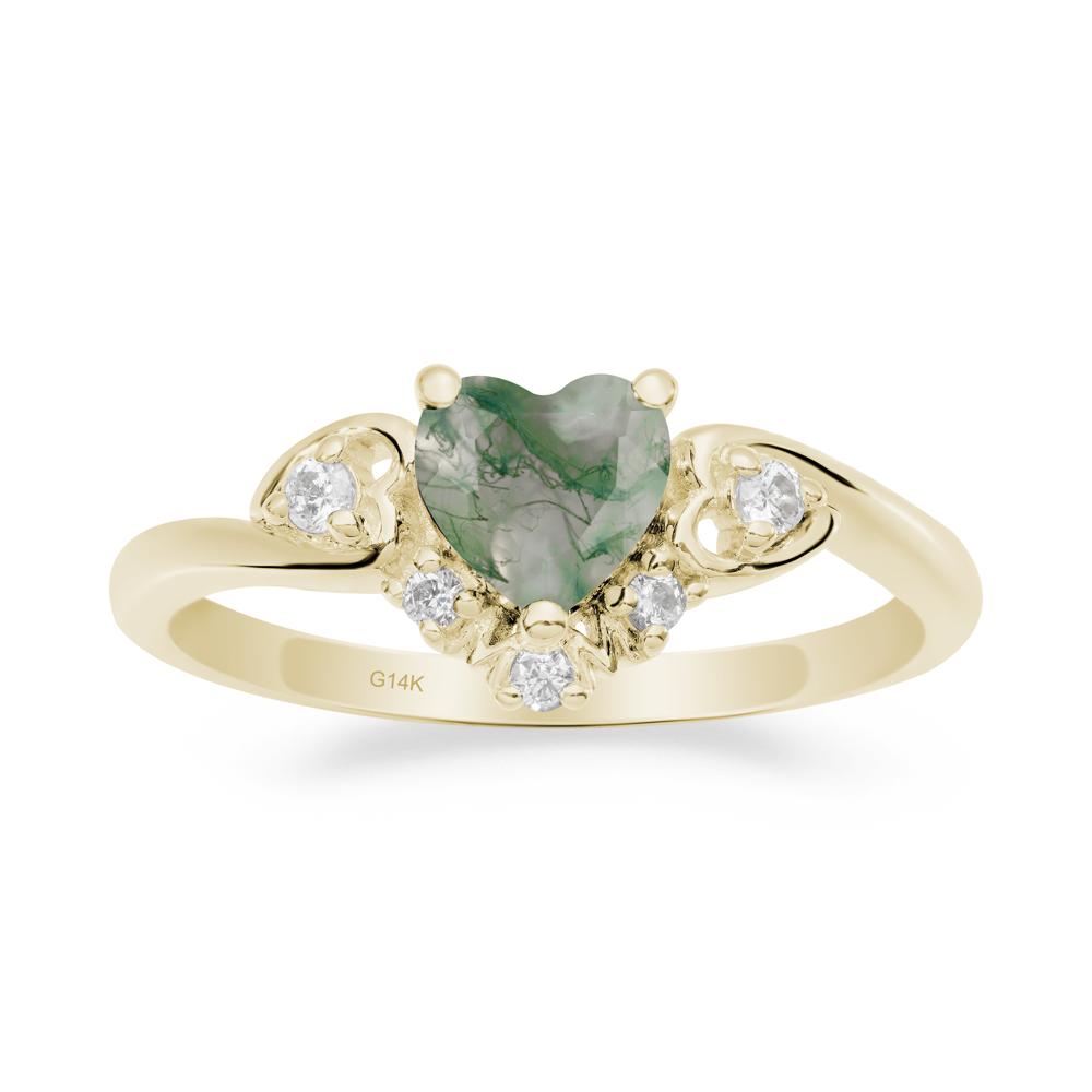 Heart Shaped Moss Agate Ring for Mom - LUO Jewelry #metal_14k yellow gold