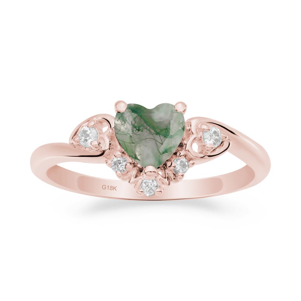 Heart Shaped Moss Agate Ring for Mom - LUO Jewelry #metal_18k rose gold