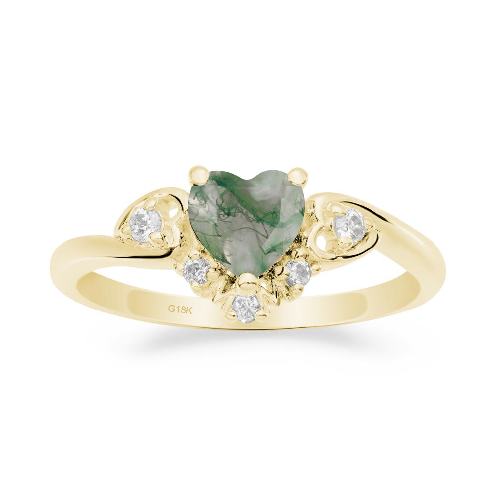 Heart Shaped Moss Agate Ring for Mom - LUO Jewelry #metal_18k yellow gold