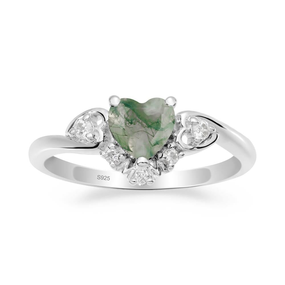 Heart Shaped Moss Agate Ring for Mom - LUO Jewelry #metal_sterling silver