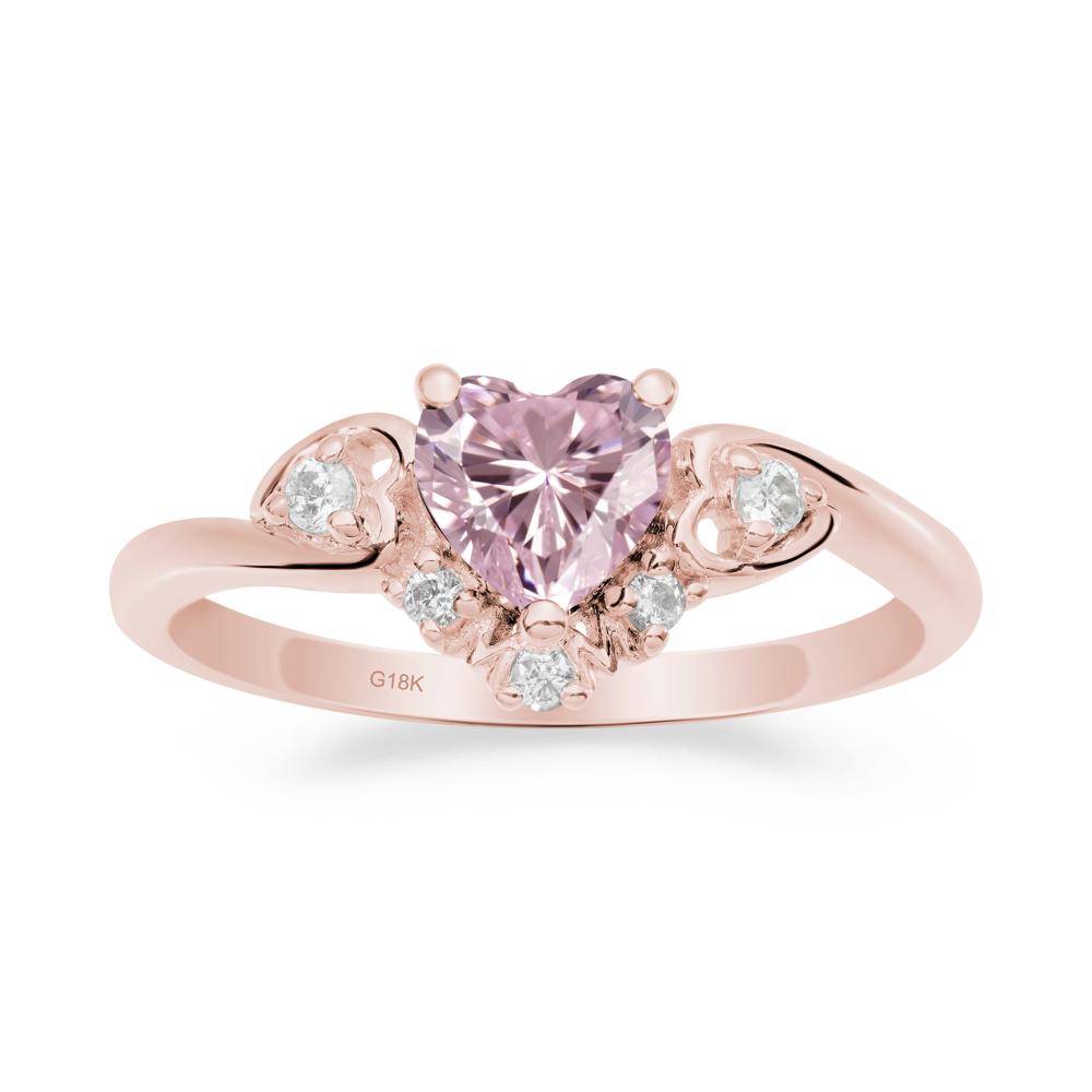 Heart Shaped Pink Cubic Zirconia Ring for Mom - LUO Jewelry #metal_18k rose gold