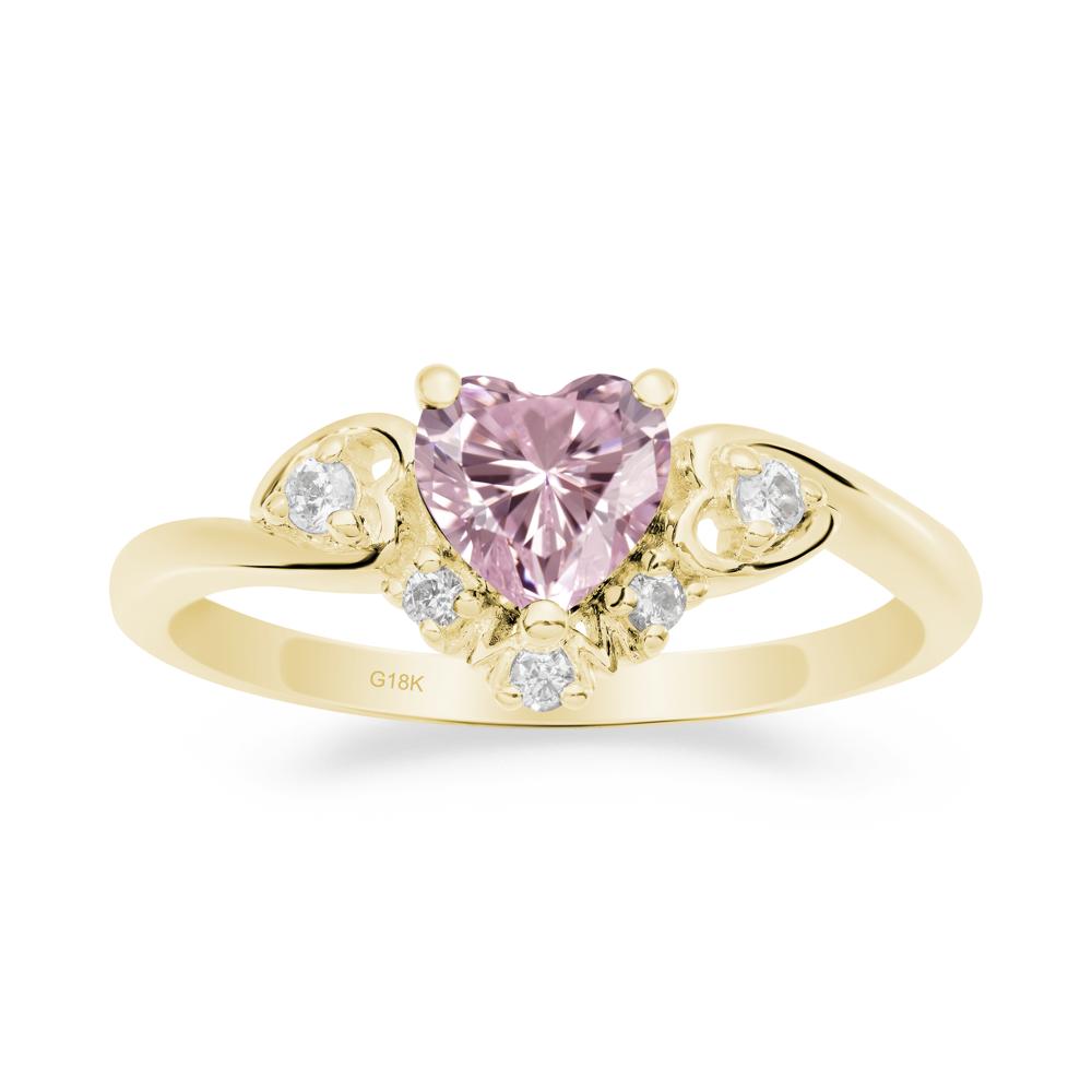 Heart Shaped Pink Cubic Zirconia Ring for Mom - LUO Jewelry #metal_18k yellow gold