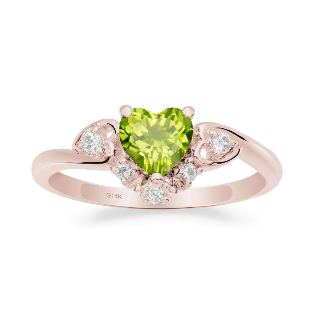 Heart Shaped Peridot Ring for Mom - LUO Jewelry #metal_14k rose gold