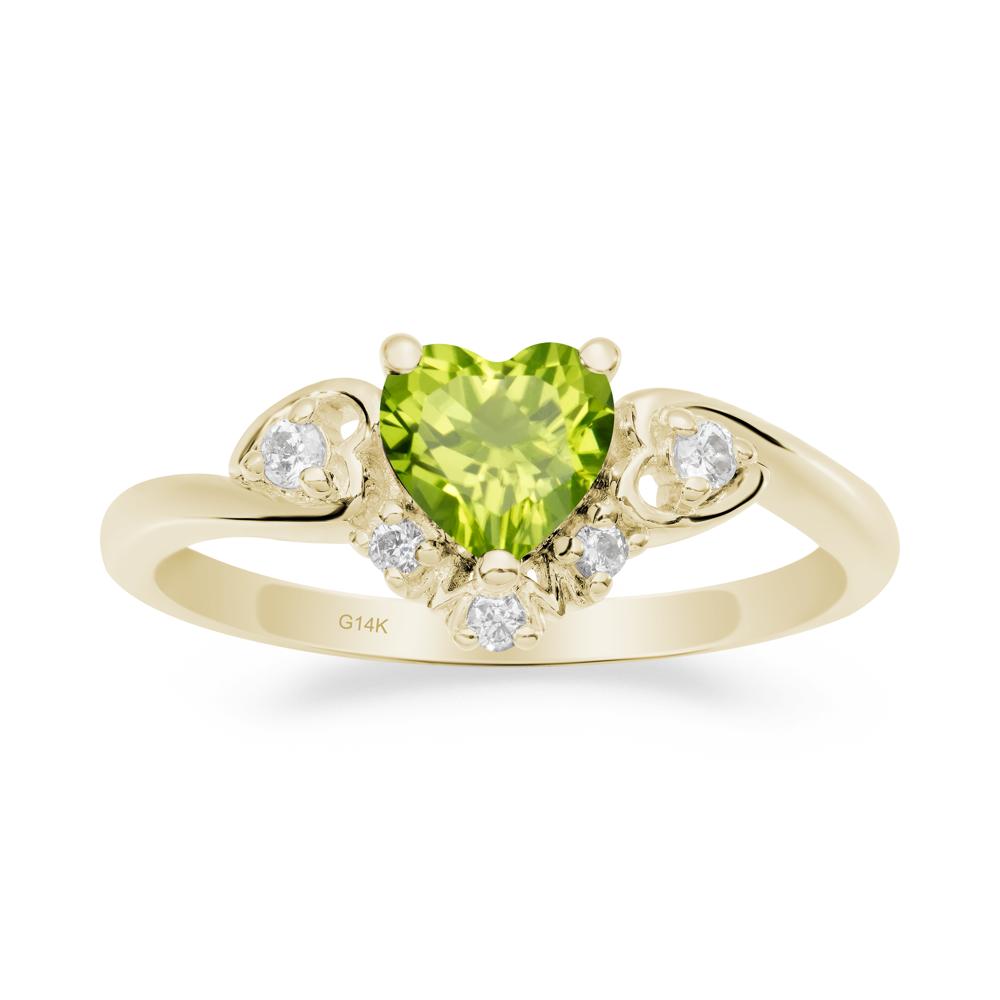 Heart Shaped Peridot Ring for Mom - LUO Jewelry #metal_14k yellow gold