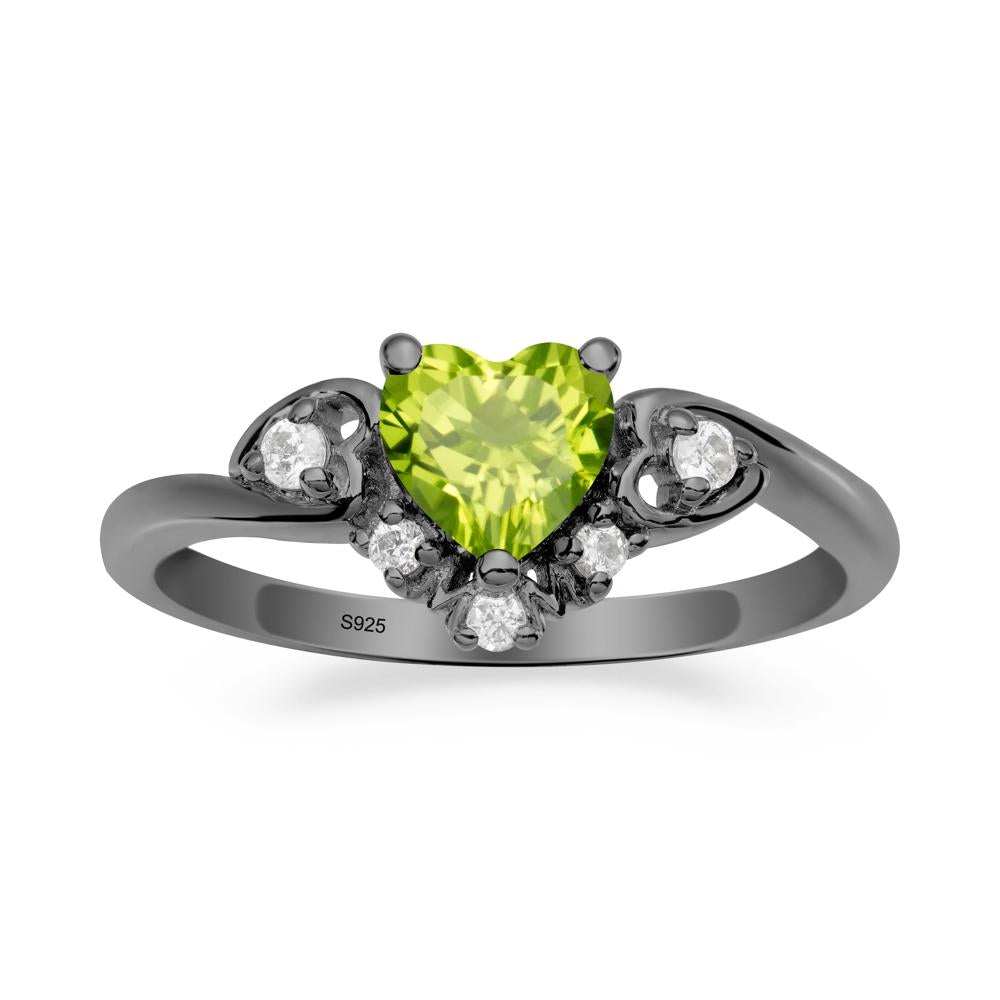 Heart Shaped Peridot Ring for Mom - LUO Jewelry #metal_black finish sterling silver