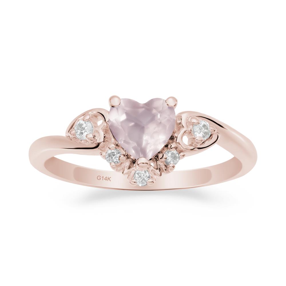 Heart-Shaped Rose Quartz Mom Ring - LUO Jewelry #metal_14k rose gold