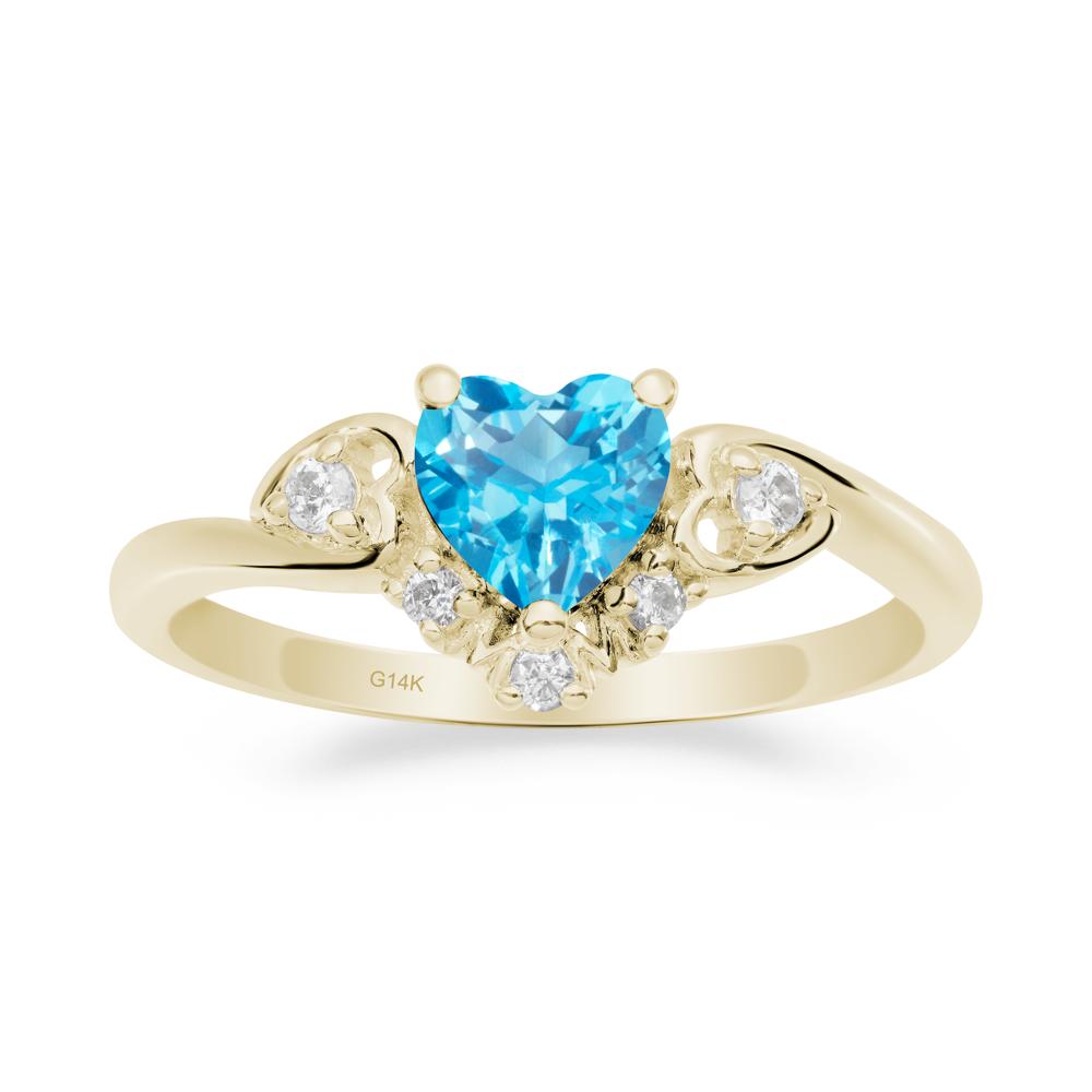Heart-Shaped Swiss Blue Topaz Promise Ring - LUO Jewelry #metal_14k yellow gold