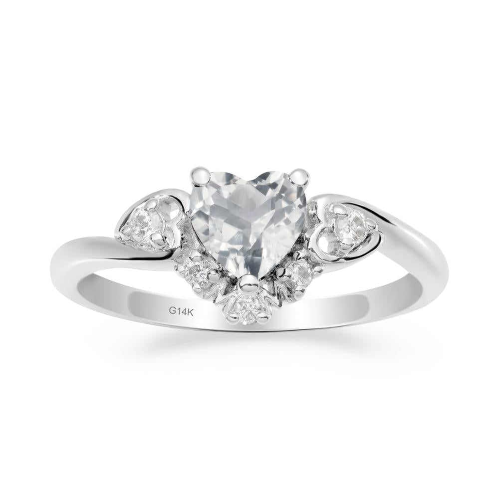 Heart-Shaped White Topaz Promise Ring - LUO Jewelry #metal_14k white gold