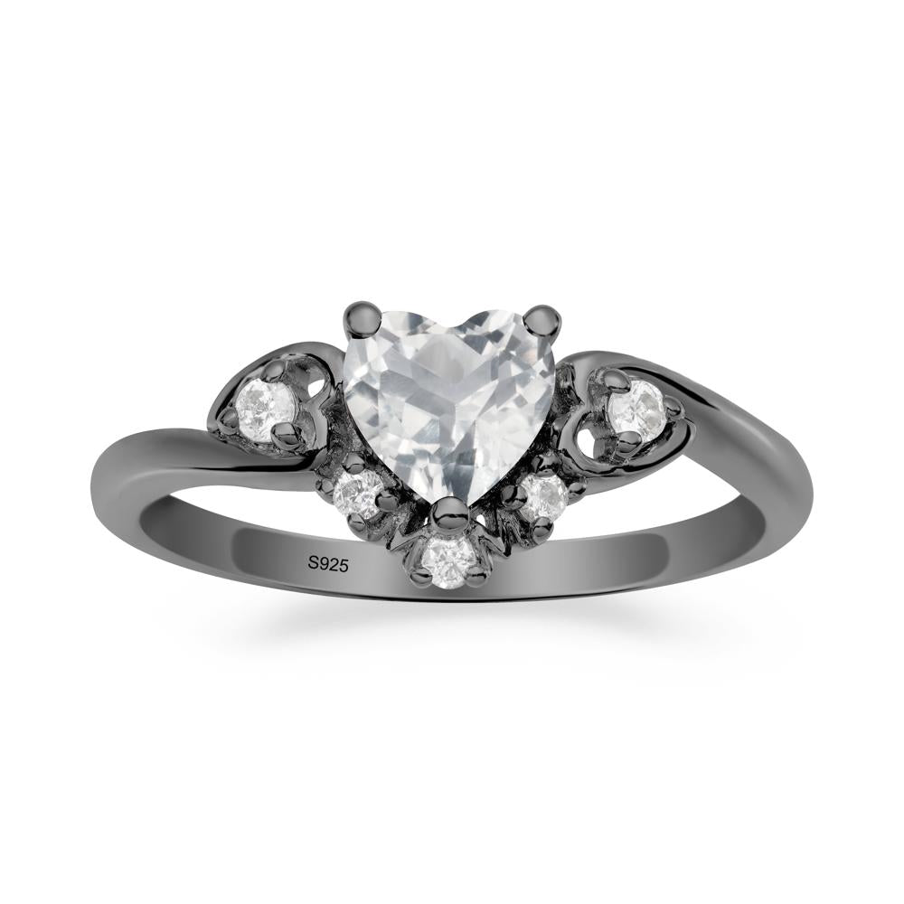 Heart-Shaped White Topaz Promise Ring - LUO Jewelry #metal_black finish sterling silver