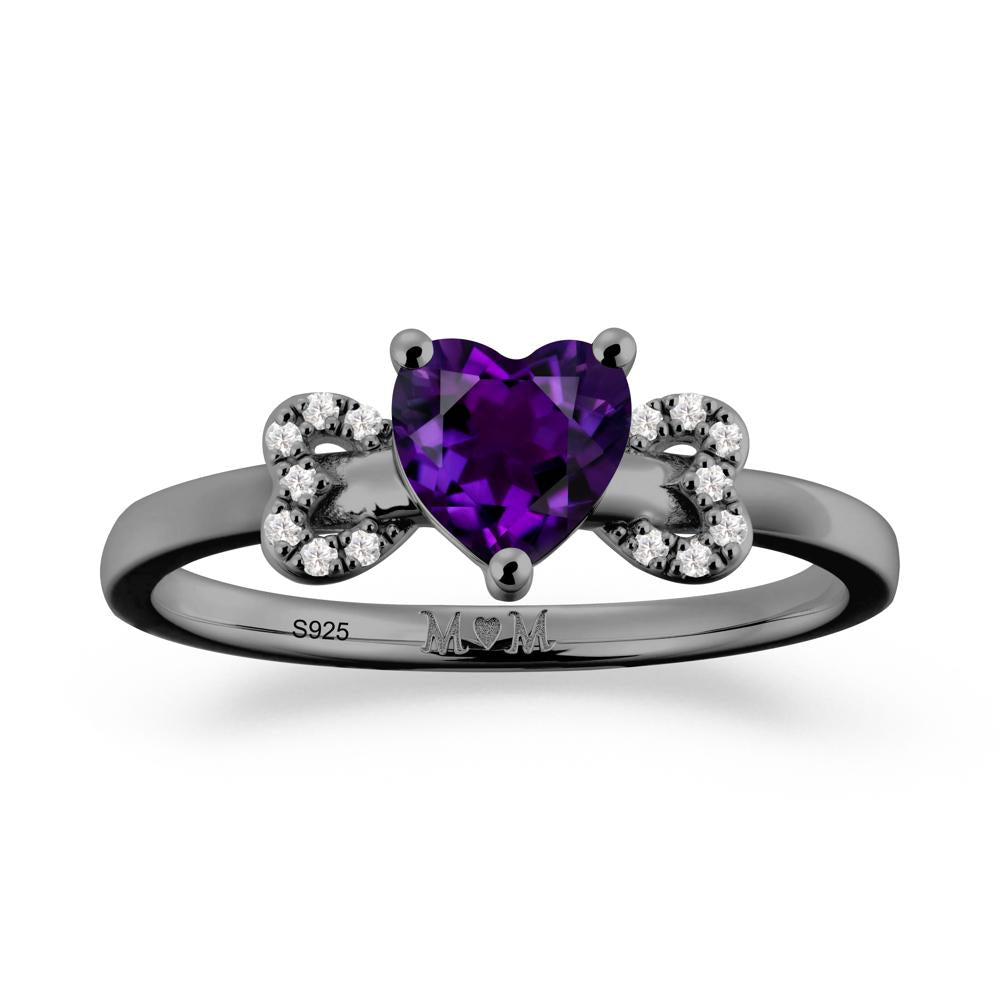 Heart Shapped Amethyst Statement Ring - LUO Jewelry #metal_black finish sterling silver