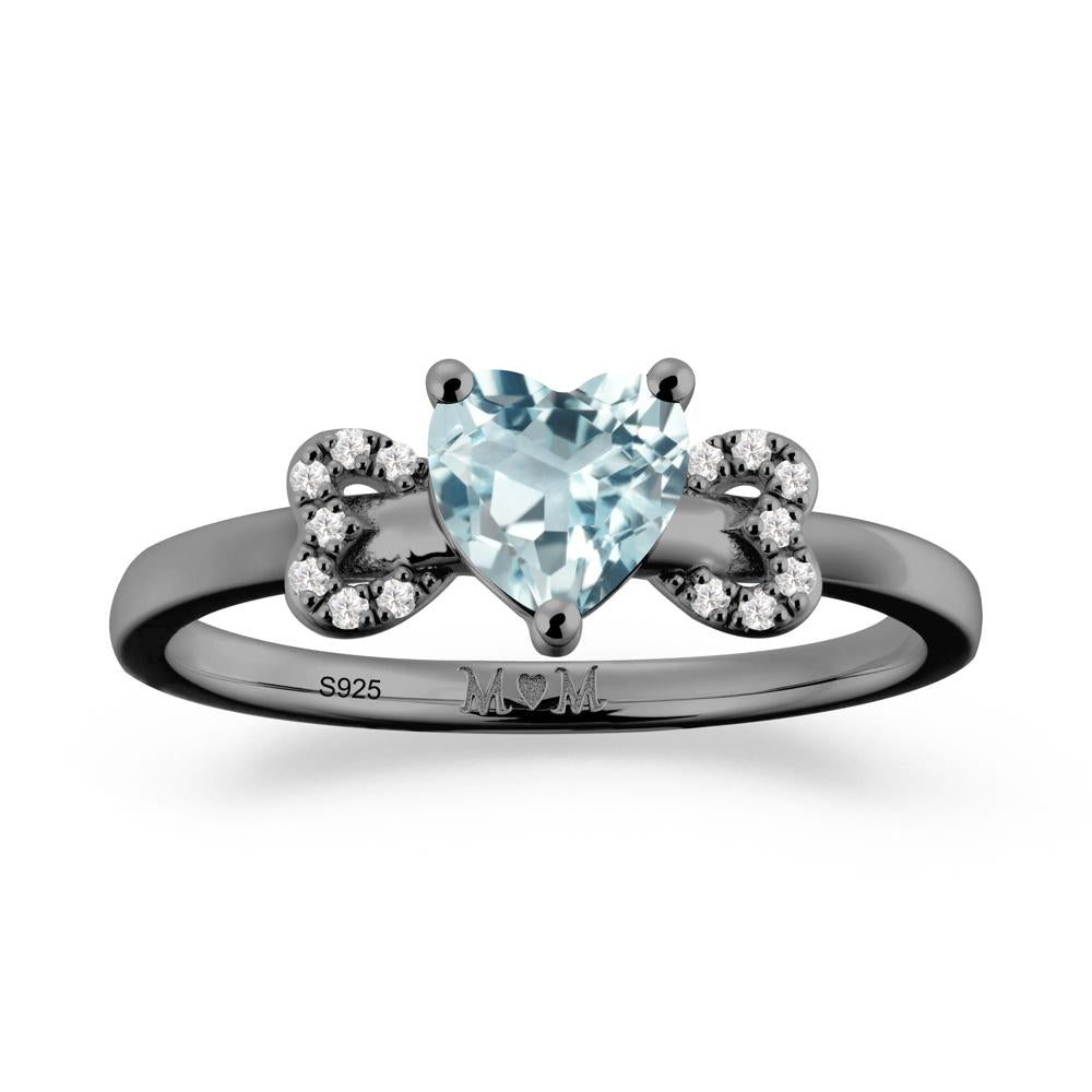 Heart Shapped Aquamarine Statement Ring - LUO Jewelry #metal_black finish sterling silver