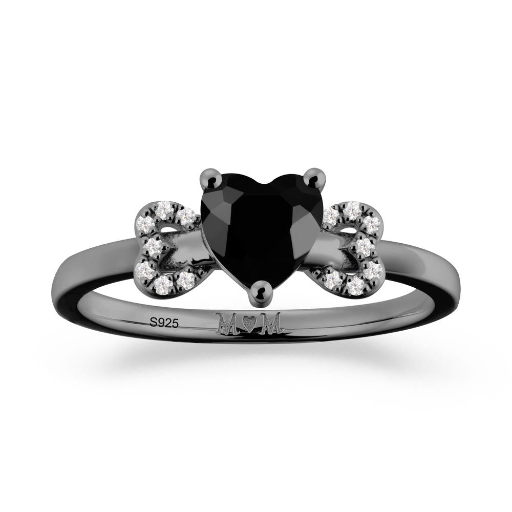 Heart Shapped Black Spinel Statement Ring - LUO Jewelry #metal_black finish sterling silver