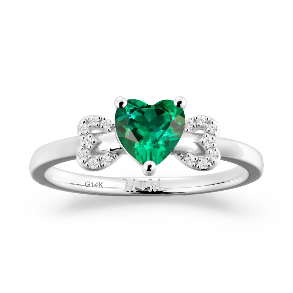 Heart Shapped Emerald Statement Ring - LUO Jewelry #metal_14k white gold