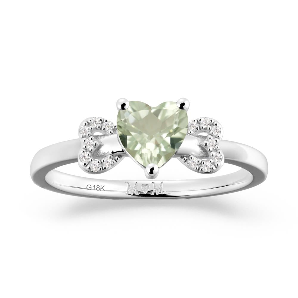 Heart Shapped Green Amethyst Statement Ring - LUO Jewelry #metal_18k white gold